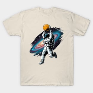 Space Dunk Astronaut Playing Basketball T-Shirt